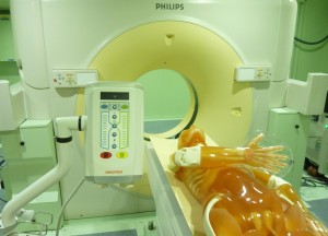 Inside of a Marshall deloyable CT Scanner shelter